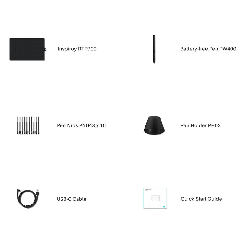 Huion Inspiroy RTP-700 Graphic Drawing Tablet with Touch Bar - 6 Programable Keys (279.4 x 174.6 mm) - RTP-700 - Graphic Tablets - alnabaa.com - النبع
