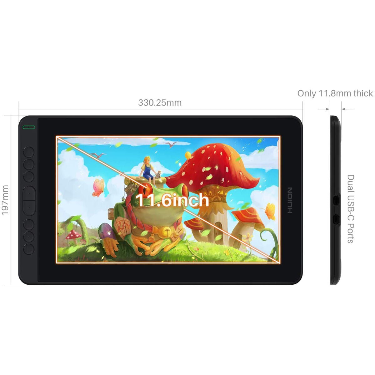 Huion Kamvas 12 Graphic Display Tablet with 8 Express Keys - GS1161-Black - Graphic Tablets - alnabaa.com - النبع