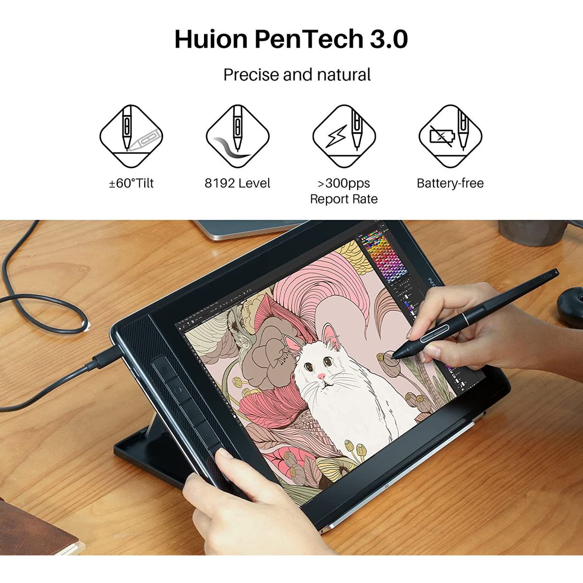 Huion Kamvas Pro 13 2.5K QHD Graphic Display Tablet with Stand - 13.3" - GT1302 - Graphic Tablets - alnabaa.com - النبع