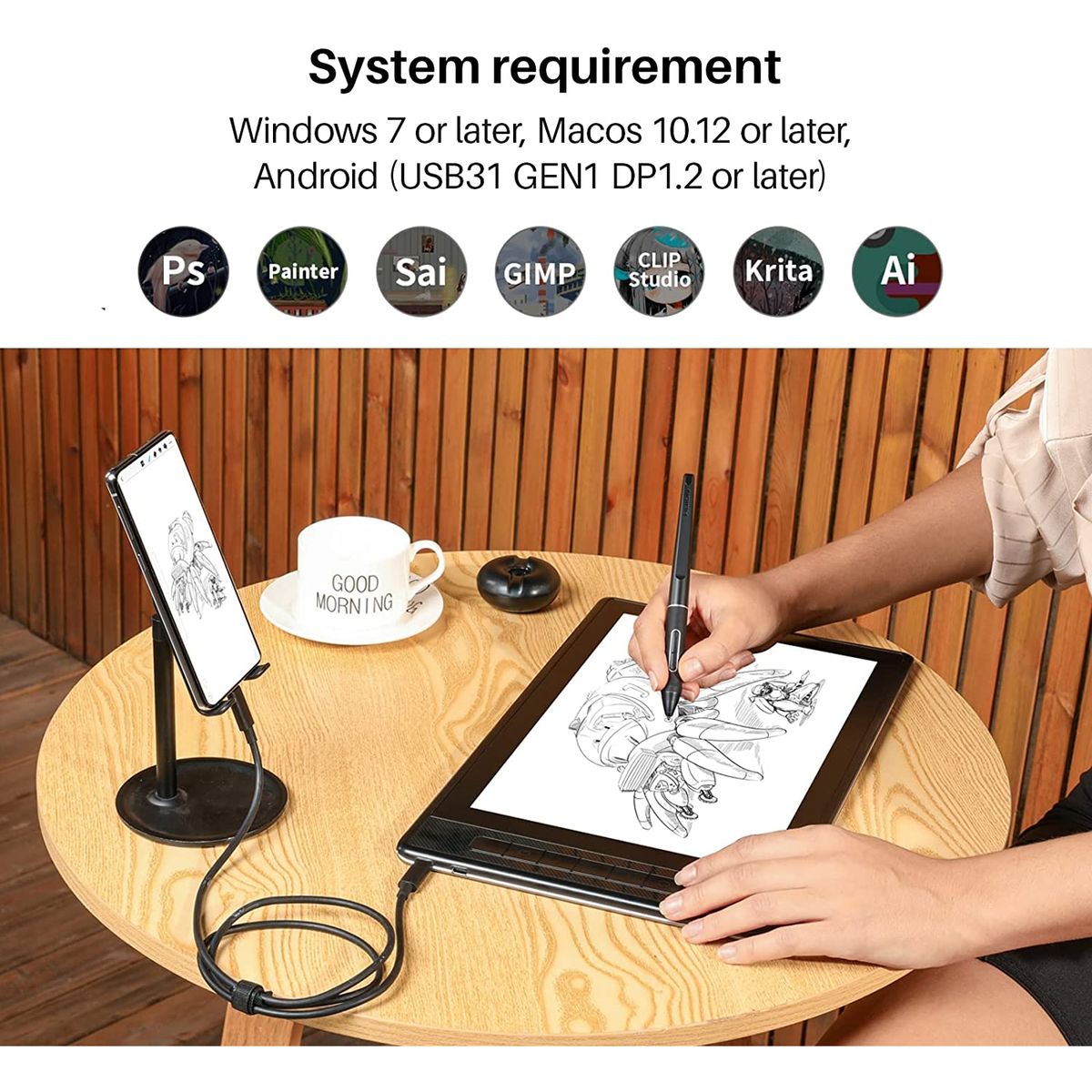 Huion Kamvas Pro 13 2.5K QHD Graphic Display Tablet with Stand - 13.3" - GT1302 - Graphic Tablets - alnabaa.com - النبع