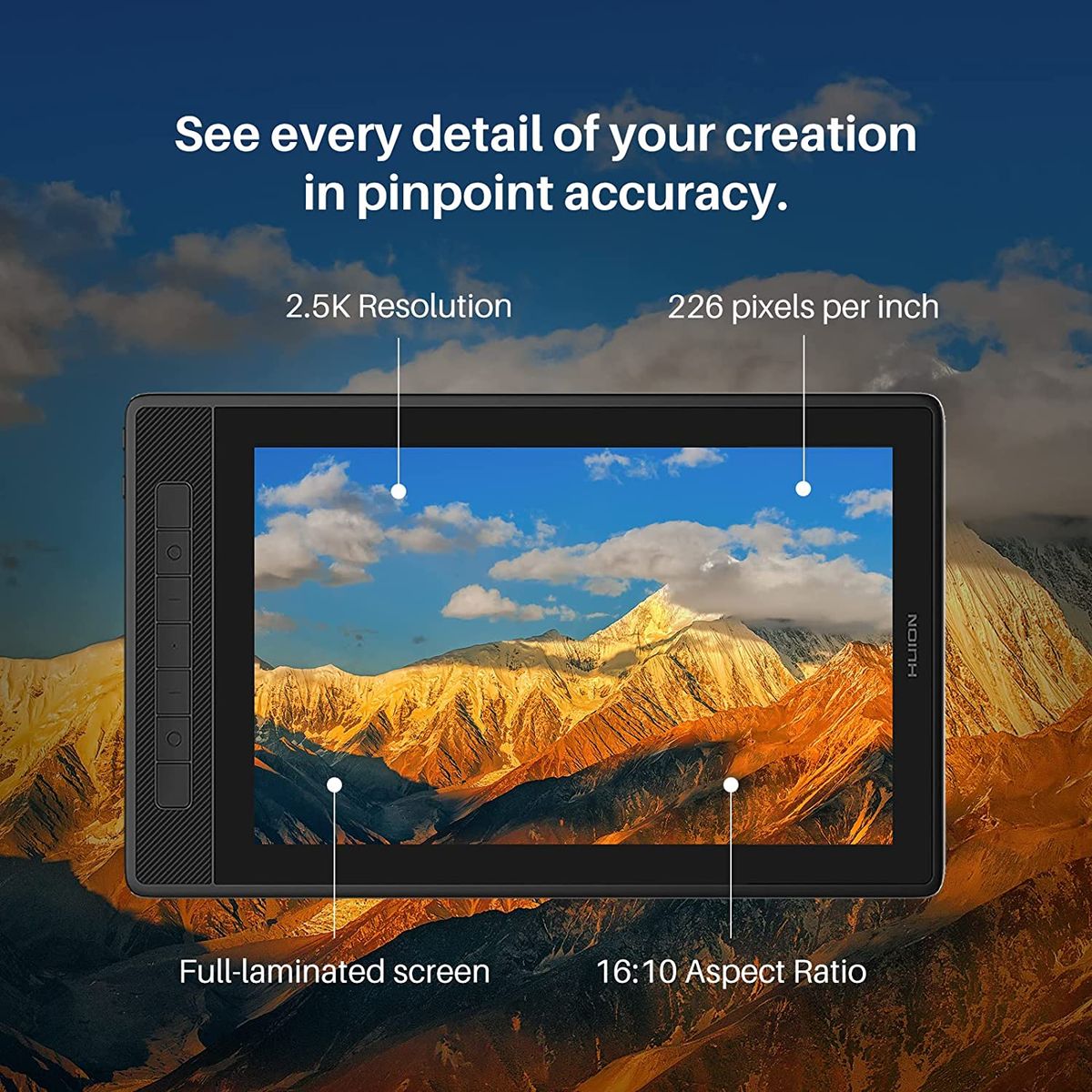 Huion Kamvas Pro 13 2.5K QHD Graphic Display Tablet with Stand - 13.3" - GT1302 - Graphic Tablets - alnabaa.com - النبع