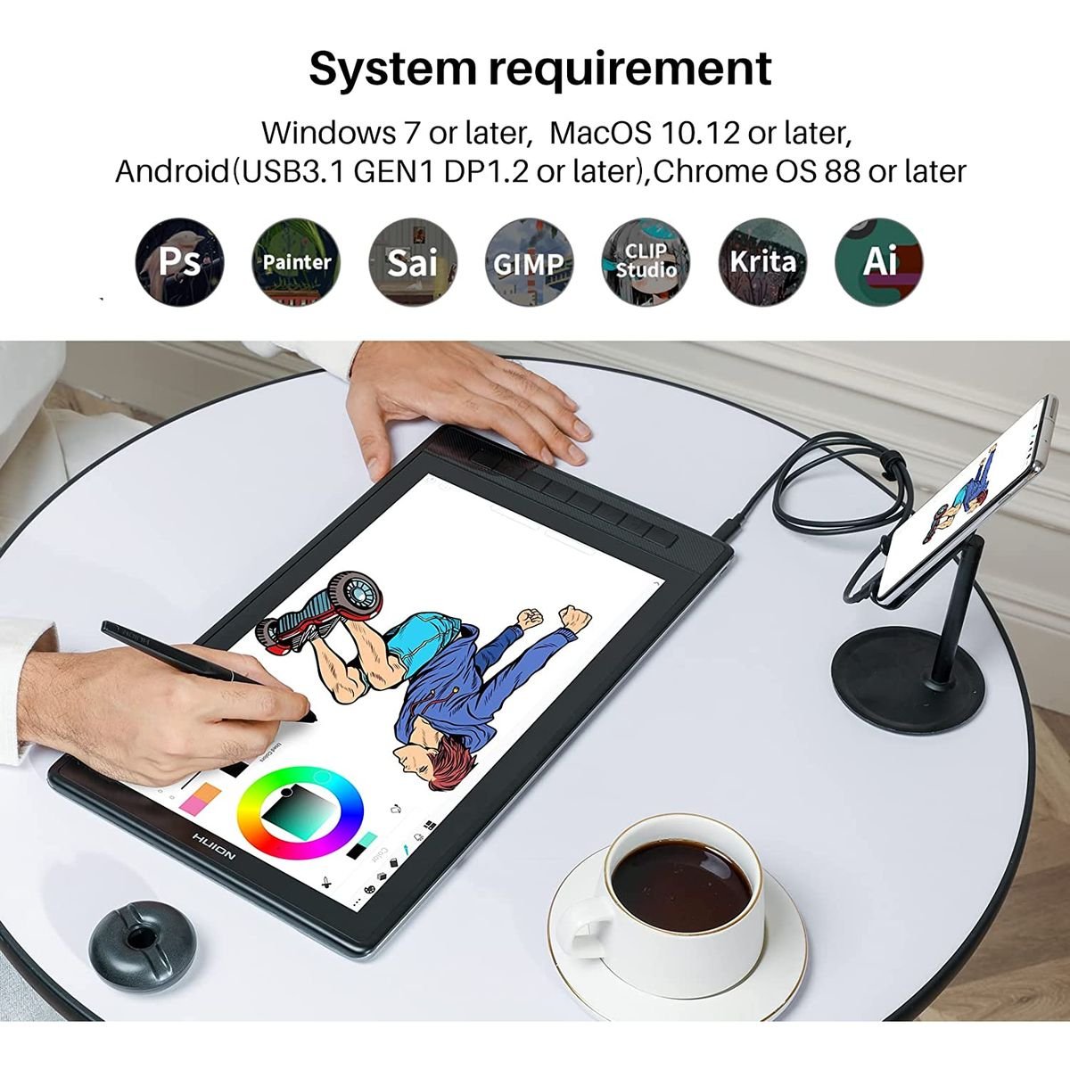 Huion Kamvas Pro 16 2.5K QHD IPS Pen Display Tablet with Stand - GT1602 - Graphic Tablets - alnabaa.com - النبع