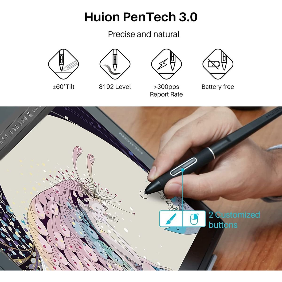 Huion Kamvas Pro 16 2.5K QHD IPS Pen Display Tablet with Stand - GT1602 - Graphic Tablets - alnabaa.com - النبع