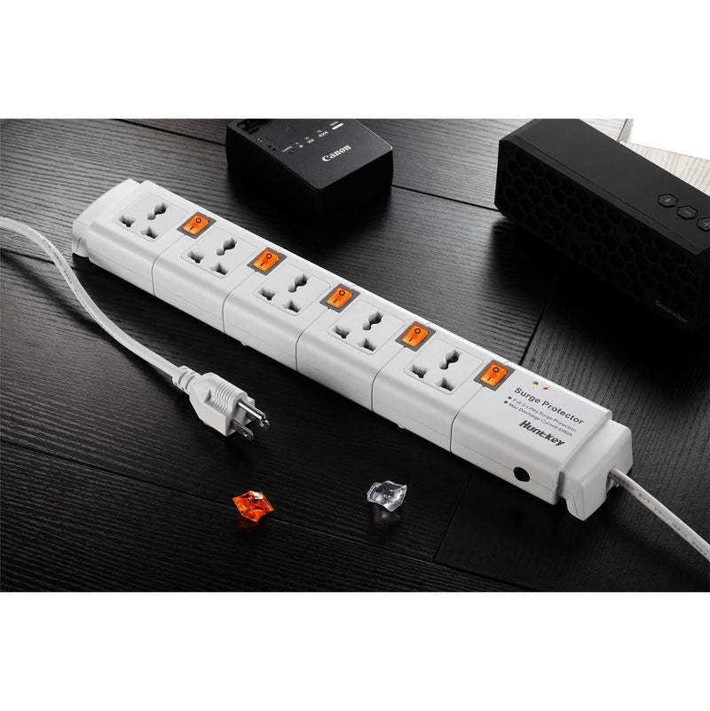 Huntkey 5 AC outlet Power Extension with Surge Protection - PZC504 - 5m - PZC504-3 5M - Power Strips - alnabaa.com - النبع