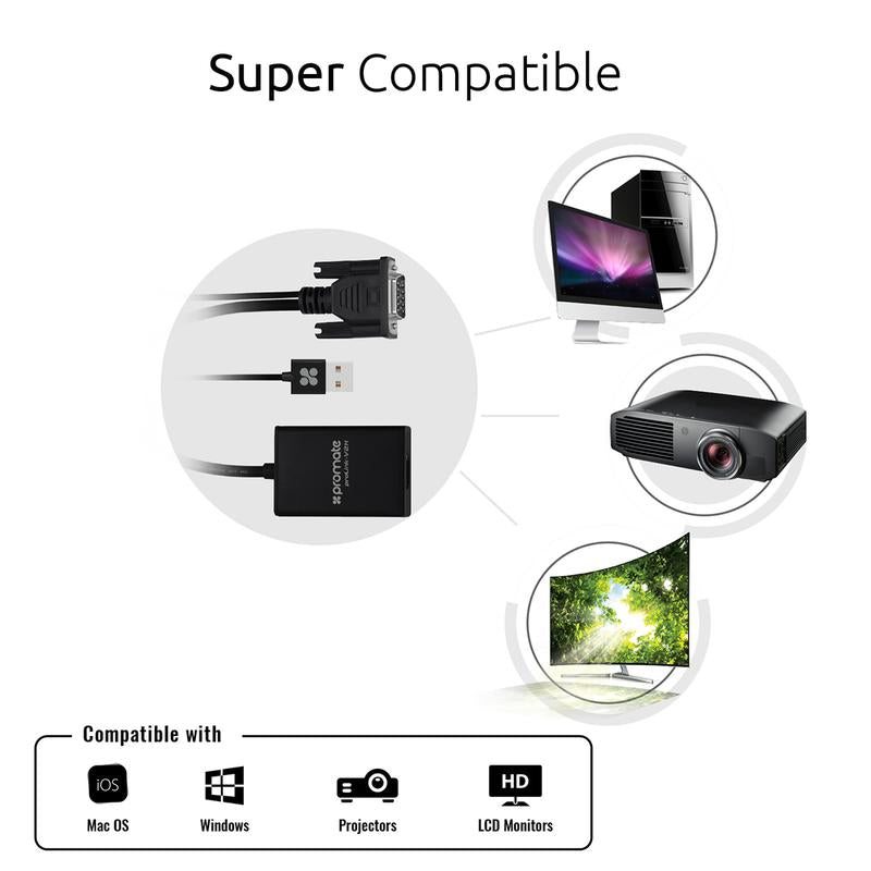 مجموعة محول بروميت VGA إلى HDMI مع دعم الصوت ProLink-V2H
