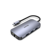 UNITEK uHUB N9+ 9-in-1 USB-C Ethernet Hub مع HDMI، توصيل طاقة 100 واط وقارئ بطاقات مزدوج